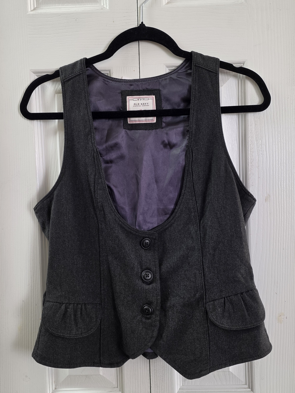 Vintage Old Navy Dark Gray Women's Tailored Button Front Vest